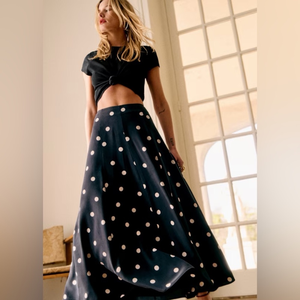 Sezane Soelle Polka Dot Maxi Skirt! Size 4